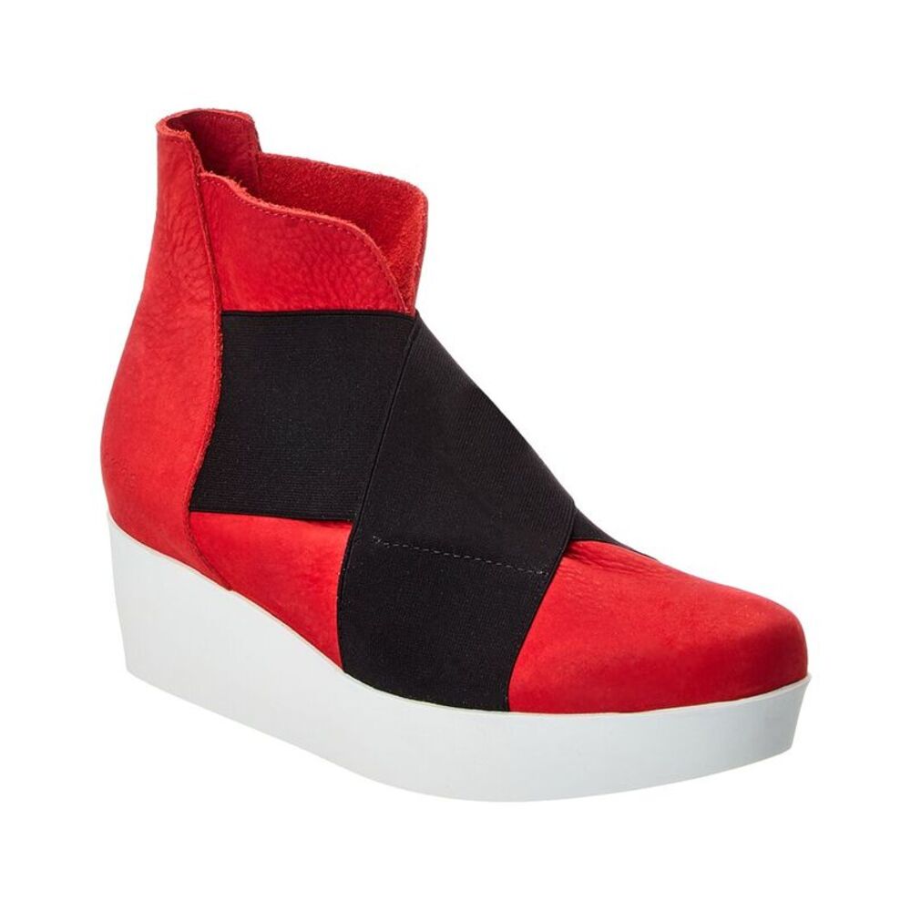 Arche Fujtik Leather Wedge Bootie, Red
